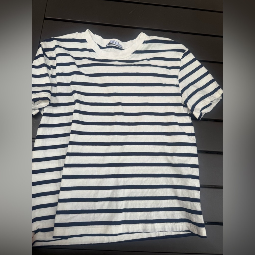 Zara Navy and White Striped Tee small - Picture 3 of 3